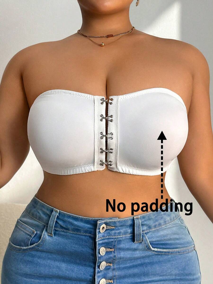 Front Closure Plus Size Bra For Women - White - View 1
