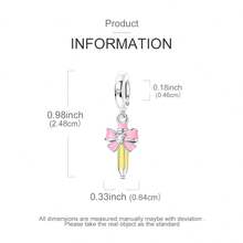 Hapour 粉色蝴蝶结铅笔造型吊坠，适配原装手链项链，925 银细珠 DIY 首饰，送给家人的礼物 - BKTC2077-3 - 查看 4