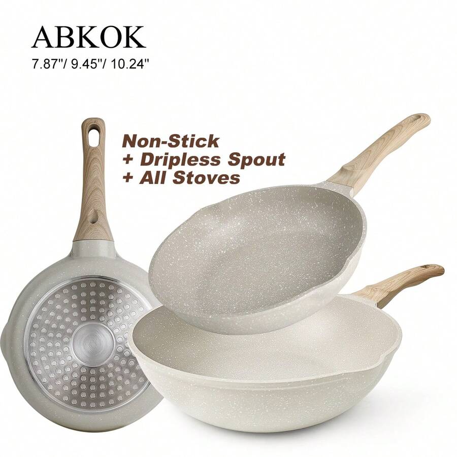 1 pieza Sartén antiadherente de fondo plano, apta para todo tipo de cocinas, disponible en negro/blanco, utensilios de cocina esenciales, sartén de fondo plano de aluminio fácil de limpiar - Ver 1