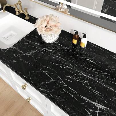 1 Cuộn Giấy Dán Mặt Bàn PVC Tự Dính Dày Màu Đen Vân Đá, Chống Thấm Nước, Chống Dầu Mỡ, Thích Hợp Cho Phòng Tắm, Lối Vào, Trang Trí Nội Thất, Phông Nền Phát Trực Tiếp, Giấy Dán Vinyl Có Thể Tháo Rời Cho Kệ Sách, Phòng Khách, Phòng Ăn, Phòng Ngủ, Sử Dụng Cho Thương Mại & Dân Dụng, Ký Túc Xá, Cửa Hàng, Nhà Bếp, Phòng Tắm, Làm Mới Nội Thất, Mặt Bàn, Viền Tủ Quần Áo, Có Thể Tháo Rời, Chống Thấm Nước, Cách Âm, Giấy Dán Phẳng Cao Cấp, Tiện Lợi Cho Trang Trí Nhà Cửa, Giấy Dán Tường Phông Nền TV, Tủ, Bàn Trang Điểm
