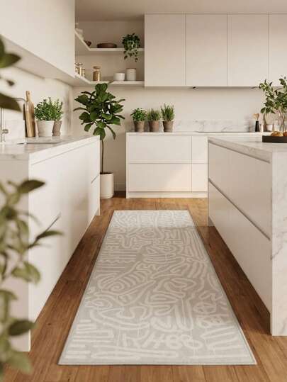 1件装现代简约抽象几何线条地毯/门垫/走廊垫，适用于走廊、浴室、厨房、入口、卧室、客厅，可机洗，家居装饰