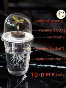 10pcs/2sets - Hydroponic Seedling Pots, Transparent Cylindrical Plastic Seedling Pots - Hydroponic Planting Set, Highly Transparent Hydroponic Cups, Transparent Design For Easy Root Growth Observation, Perforated Design To Promote Aeration And Prevent Root Suffocation, Suitable For Hydroponic Plant Propagation, Can Be Used As Office, Home Or Garden Decorations - A - View 12