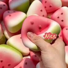 Watermelon Slice Squishy Toy - Made Of TPR Material With Realistic Texture & Slow Rebound, Cute Stress Relief Toy For Adults | Summer Decor & Office Desk Essential - Multicolor - View 7
