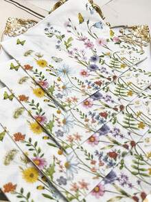 20张一次性花卉图案餐巾纸，春日花朵设计，可爱花朵餐具装饰，适用于生日、下午茶、婚礼、婴儿派对、家居装饰、餐桌布置、派对用品、婚礼用品、新娘送礼会和生日一次性餐巾纸 - 多色 - 查看 9