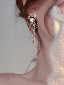 2pcs Lightweight Luxury Spring/Summer Colorful Tassel Butterfly Print Earrings, Suitable For Women Daily, Vacation, Party, Gathering - Nhiều màu - Xem 4