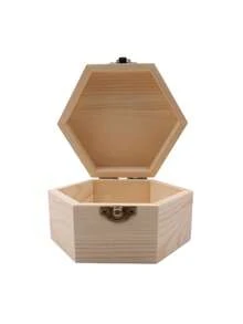 Hexagonal Shaped Wooden Storage Box Jewelry Wedding Gift Box Jewelry Display Wooden Box Flower Packaging Gift - Multicolor - View 4