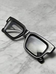 1 Pair Unisex Rectangular Classic Fashion Eyeglasses Frame, Suitable For Computer, Gaming, TV, Mobile Phone And Daily Wear - Clear - View 2