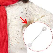 4pcs Sweater Shawl Brooch Faux Pearl Safety Pin, Women Shirt Waist Dress Cardigan Collar Pants Set - Black and White - View 6