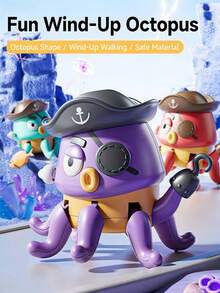 1pc 4 Color Options Fun Octopus-Shaped Clockwork Toy – Precise Gears For Smooth Movement - Multicolor - View 3