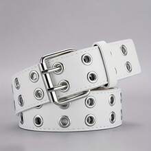 1 Set Punk Style Rivet Belt & Bracelet, Punk Y2K Square Buckle Belt With 3 Rows Of Rivets, PU Leather Strap, Goth Punk Unisex PU Leather Bracelet, Multi-Layer Rock Nail Bracelet - Double Exhaust Holes - View 13
