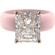 1pc Elegant Pink Silicone Ring Minimalist Emerald-Cut Cubic Zirconia Ring Couple Rings Fashion Jewelry Suitable For Everyday Wear, Weddings, Anniversaries, And Gifting - 優雅粉紅矽膠CZ戒指 - 查看 6