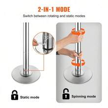 85-106in Silver Professional Dancing Pole, Spinning Static Dancing Pole Kit, Portable Removable Pole, 45mm Heavy-Duty Stainless Steel Pole, Height Adjustable Fitness Pole, Exercise Home Club Gym, Silver - 銀色 - 查看 4