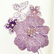 Bộ 4 viên đá pha lê màu tím hình hoa và bướm để trang trí quần áo, giày dép, túi xách, phụ kiện. - Hoa và bướm đính đá màu tím - Xem 5