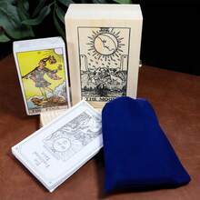 78pcs Vintage Tarot Cards Set, Including Cards, Instruction Manual, Velvet Storage Bag, And Handmade Wooden Box - Black - View 11