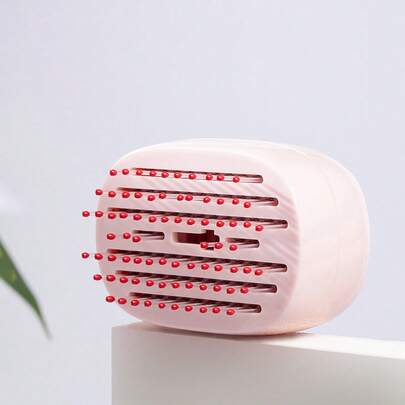 1 lược chải tóc tự làm sạch bằng đệm khí, lược uốn tóc cầm tay, nhỏ gọn và nhẹ.