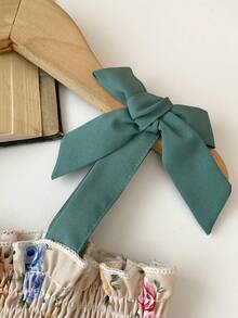 2件套女童休闲蝴蝶结印花吊带背心和灯笼短裤套装，甜美夏日装扮 - 綠色 - 查看 5