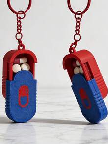 1个装便携式药盒，小巧便携，适合办公室工作人员，迷你维生素收纳盒，旅行药盒，日常药盒，分隔式迷你旅行盒，塑料药盒，便携式日常用药 - 彩色 - 查看 2