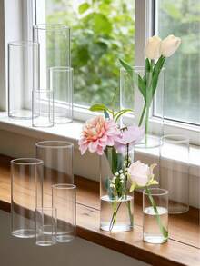 1pc Transparent Glass Planter, Desktop Green Plant Pot, Home Decor Vase, Living Room Centerpiece, Tabletop Decorative Glass Vase - Clear - View 6