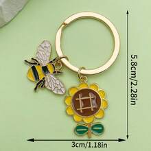 Aesthetic Bumble Bee Honeycomb Sunflower Keyring Fashion Enamel Flower Honey Jar Keychain For Women Girls Bag Charm Pendant Accessories Cute Backpack Decor Lanyard Car Key Holder Jewelry Gift For Bee Lovers Gardeners Teachers Bestie Sister Daughter Birthday Anniversary Christmas Stocking Stuffer Mother Day Present Gold Plated Alloy Metal Dainty Pearl Bee Charm Vibrant Yellow Summer Vibe Jewelry Boho Style Floral Key Chain Unique Handbag Ornament Purse Decoration Clasp Small Gift Idea For Kids Teens Students Tiny Cute Charms Durable Lightweight High Quality Craftsmanship Non-Tarnish Gold Tone Shiny Enamel Finish Nature Inspired Accessory Sweet Honeybee Theme Jewelry Collection Party Favors Wedding Guest Gifts Back To School Accessory Graduation Gift For Her Romantic Floral Bee Jewelry Fancy Key Organizer For House Keys Office Keys Wallet Charm Decorative Piece High Grade Texture Gift Box Choice - LS296-8.4g - View 10