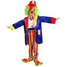 Trang phục chú hề lễ hội Purim cho bé trai và bé gái, bộ đồ liền thân kiểu xiếc, trang phục hóa trang Halloween bao gồm mũ, áo khoác (không có tóc giả) và giày. - màu đen - Xem 6