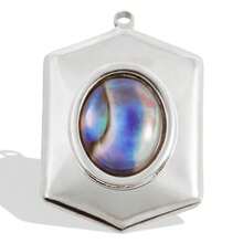 1pc/4pcs Fashionable Luxury 304 Stainless Steel Inlaid Shell Gold/Silver Geometric Hexagon & Oval Shell Pendant Necklace/Earring DIY Jewelry Accessories - S3225 - View 9