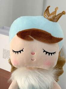 1pc 35cm/13.78in Cute Angel Princess Plush Doll, Soft Stuffed Fairy Doll With Golden Crown, Wings And Tulle Skirt, Suitable For Children Girls, Perfect For Bedroom Decor And Birthday/Christmas Gift - Baby Blue - View 4