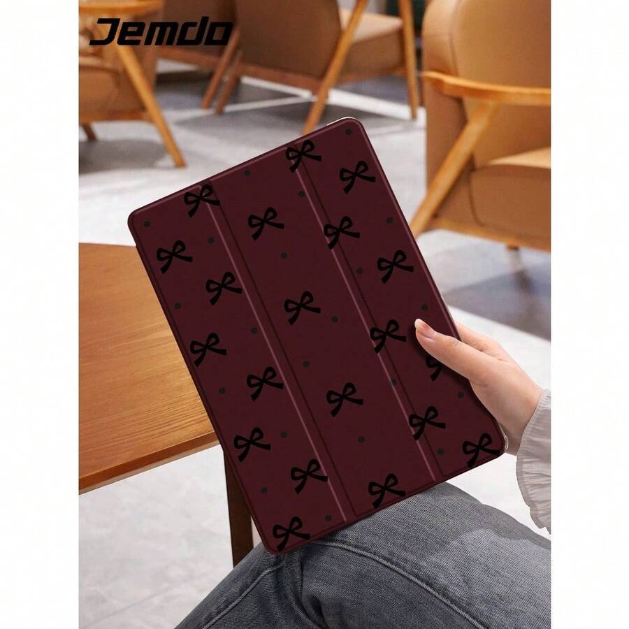 1pc Vintage Red Solid Color, Small Heart Pattern Tablet Protective Case, Anti-Drop, With Pen Slot, Support Sleep/Wake, Tri-Fold Tablet Stand Protective Shell, Compatible With 10.2", Pro 2021/2020/ (A16) 11", 11th Gen 2025/10th Gen, Galaxy Tab A8 10.5" 2022, Matepad 10.4/Tab, - View 1