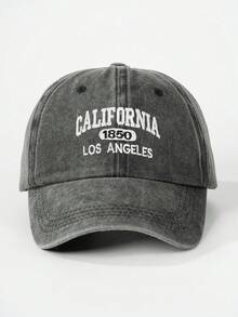 1顶绣有“CALIFORNIA 1850 LOS ANGELES”字样的水洗棒球帽，可调节户外防晒休闲帽，适合春秋季旅行、海滩度假、男童佩戴，Y2K风格 - 棒球帽 - 查看 6