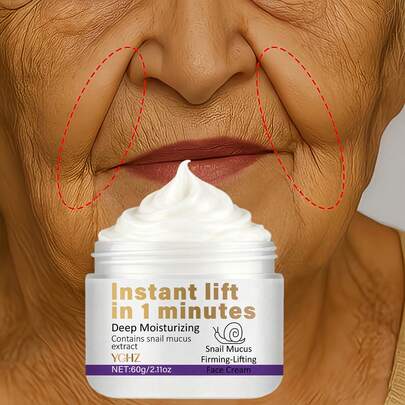 Crema facial instantánea reafirmante y voluminizadora - Adecuada para: Fórmula con extracto de baba de caracol - Alisa las arrugas de forma instantánea - Hidratante y humectante - Textura ligera adecuada para tonos de piel clara - Mejora visiblemente los contornos faciales en 1 minuto