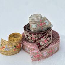 2026 New Release: 100cm Colorful Embroidered Floral Chiffon Ribbon, Suitable For Making Boho Style Bag Straps, Jewelry Crafts And More - Multicolor - View 5