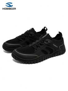 HOBIBEAR 男士时尚运动鞋，柔软透气宽鞋头，一脚蹬设计，适合健身、通勤、驾驶，春夏穿着。 - 黑色 - 查看 5