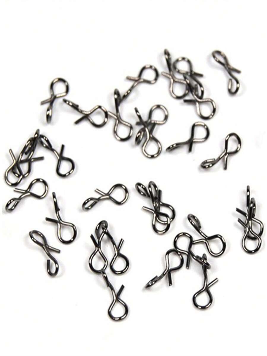 30pcs Fly Fishing Bait Snap Swivels, Quick Connect Steel Wire Pins For Fly Hooks, Fast Bait Attachment Tool - Black - View 1