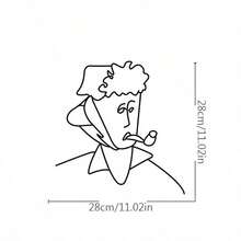 梵高与珍珠女孩抽象画风格手绘肖像，名画线条艺术橱窗展示玻璃墙贴 - 彩色 - 查看 6