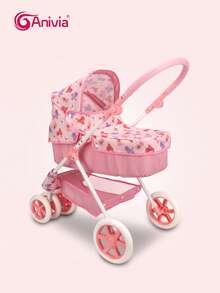 Cochecito de muñeca plegable de la marca Anivia de 18 pulgadas, reversible de frente y atrás, convertible entre cochecito y coche de paseo, con ruedas silenciosas y asa cómoda, adecuado como regalo de vacaciones o cumpleaños para niños - Rosa - Ver 9