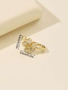 1pc Rhinestoned Flower Shape U-Type Nose Clip Non-Piercing Nose Ring, Daily Wear For Women - 金色 - 查看 3