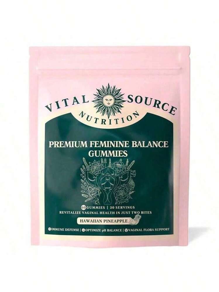 Vital Source Premium Feminine Balance Gummies - Vegan, Gluten-Free & Halal - Hawaiian Pineapple Flavor For Women's Gut Health, Immune Support - 60 Gummies, 30 Servings - 1 件 - 查看 1