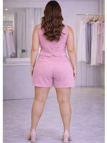 Tailored Suit, Charlotte Plus Size, Shorts + Vest - Màu hồng gỉ - Xem 3