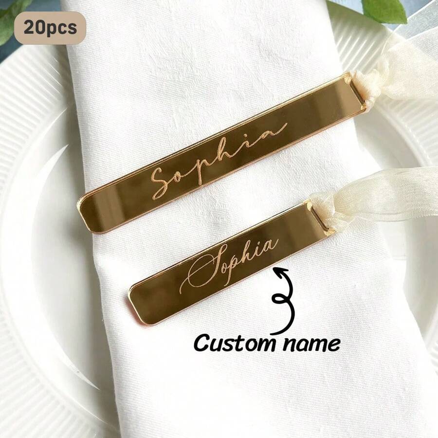 20pcs Customized Wedding Place Cards, Acrylic Name Plates, Personalized Wedding Guest Seat Cards For Reception Table Decorations, Wedding Favors (Excluding Ribbons) - Multicolor 1 - View 1