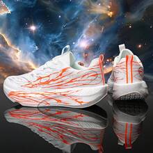 男士透气网面运动鞋，夜光运动鞋，轻便跑步鞋 - 白橘色 - 查看 7