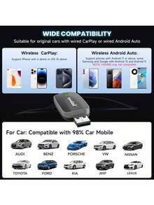 Spedal Wireless CarPlay & Android Auto Adapter, Plug & Play Dongle For IOS 10+/Android 11+, USB-A/C Support (2016+ Cars With Factory Wired Carplay) - 320spedal - View 3