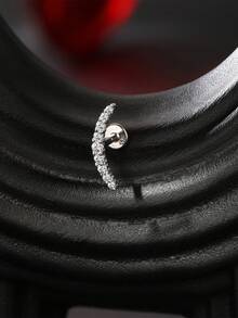 1件S925纯银单排新月形莫桑石扁平夹式耳环，优雅简约风格，适合女性日常佩戴和派对礼物 - 銀色 - 查看 4