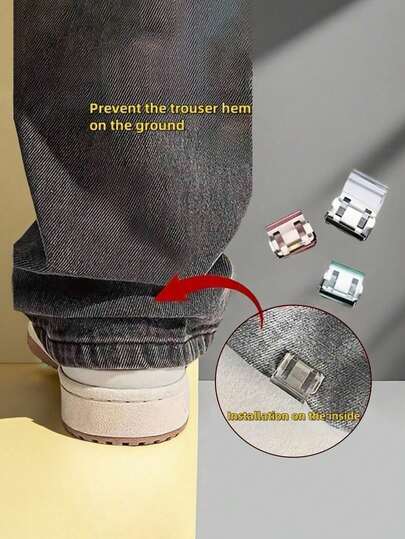 2/4/8 piezas Acortar las patas de los pantalones con clips de fijación invisibles, evitar que se arrastren en la parte inferior de las patas de los pantalones, ocultar el dispositivo de cierre de la hebilla de la pierna sin costuras, evitar que las patas de los pantalones se arrastren por el piso, dispositivo de fijación del dobladillo de los pantalones anti-arrastre, clips de fijación del dobladillo de los pantalones, clips de acortamiento de piernas invisibles, clips del borde de los pantalones