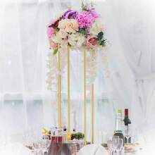 Vincidern 2Pcs Gold Flower Stand Centerpieces For Wedding Party Decor,31.5inch Metal Column Geometric Flower Stand Tall Floor Vase For Table Decorations Home Event Mother's Day Party Supplies - Vàng - Xem 4