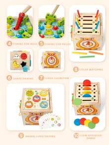 1 Set Wooden Educational Toys For Kids, Multi-Function Shape Matching Puzzle, Early Learning Toys For Baby Focus Training - Multicolor - View 3