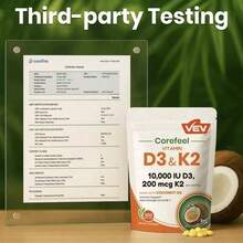 Selling Fast!VEV Vitamin D3 K2 10000 LU, 300 VirginCoconut Oil Softgels,2 In 1 Vitamins Supplement D & K. Women's Health. - 2 件商品 - 查看 7