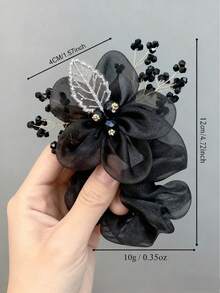 1 pezzo Scrunchie grande in organza con fiori stellati per donna, elastico per capelli ad alta elasticità, accessorio per capelli alla moda per uso quotidiano, viaggi, feste, passerelle, fermaglio per coda di cavallo per donne e ragazze, regalo ideale per San Valentino, Capodanno, Festa della Mamma, laurea, estate, vacanze - Multicolore - Visualizzare 5