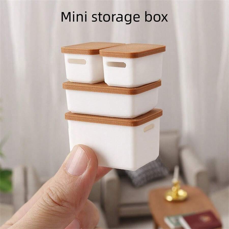1/12 Scale Miniature Dollhouse Storage Box, Micro Decor - Multicolor - View 1