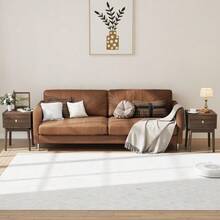 Modern Mid-Century Style Walnut Bedside Table With Metal Handles, 40 X 40 X 55 Cm, Set Of 2. - Camel - View 8