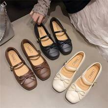 DAZY Sepatu Flat Slip-On Kasual Gaya Prancis Musim Semi/Panas Terbaru 2026 dengan Ujung Persegi dan Hiasan Pita, Cocok untuk Gaun - Hitam - View 3