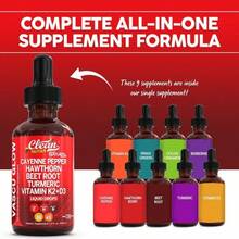 Cayenne Pepper & Beet Root Liquid Drops With Vitamin K2 + D3 – Herbal Wellness Supplement For Energy & Circulation Support – 60ml - 130g - 查看 2